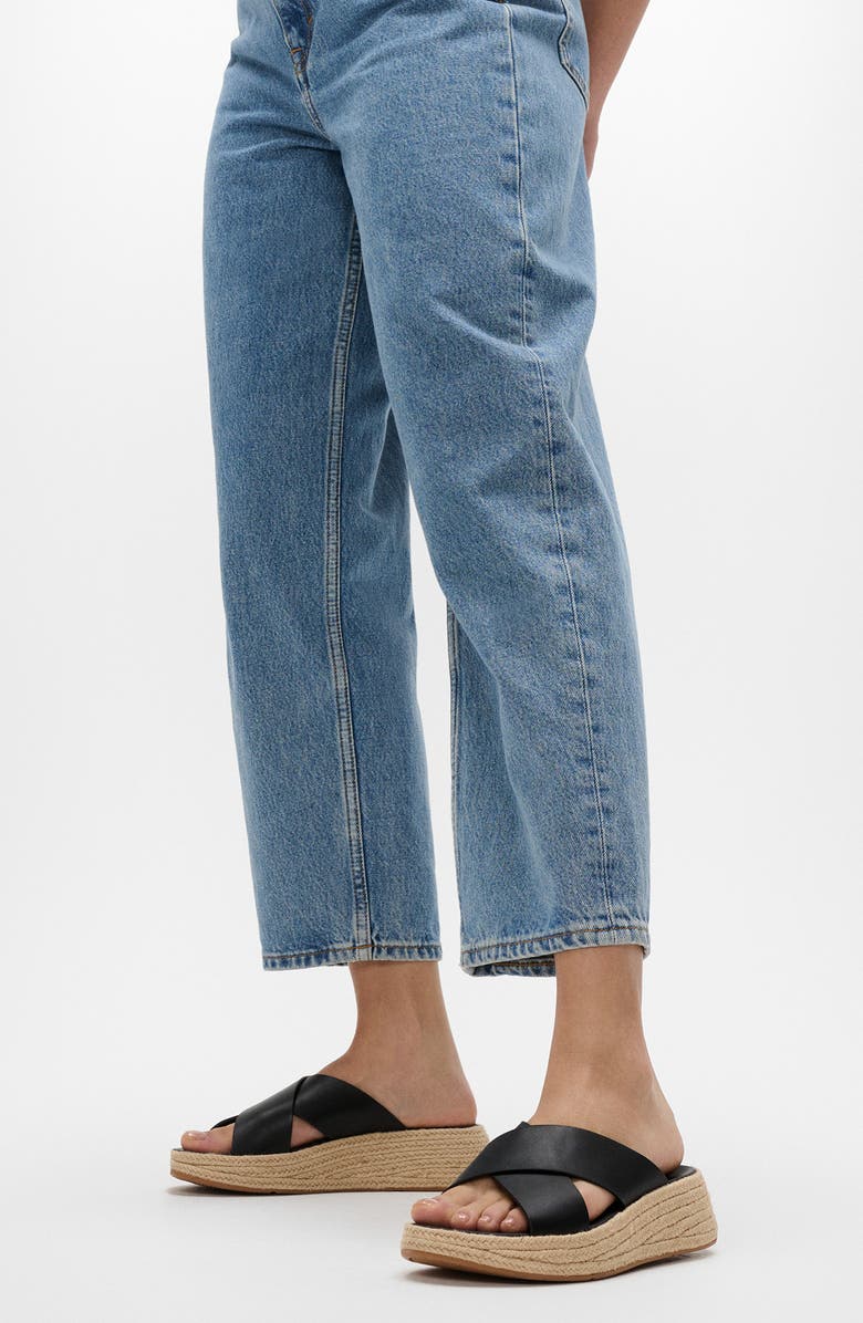 FitFlop F-Mode Espadrille Platform Slide Sandal, Alternate, color, Black