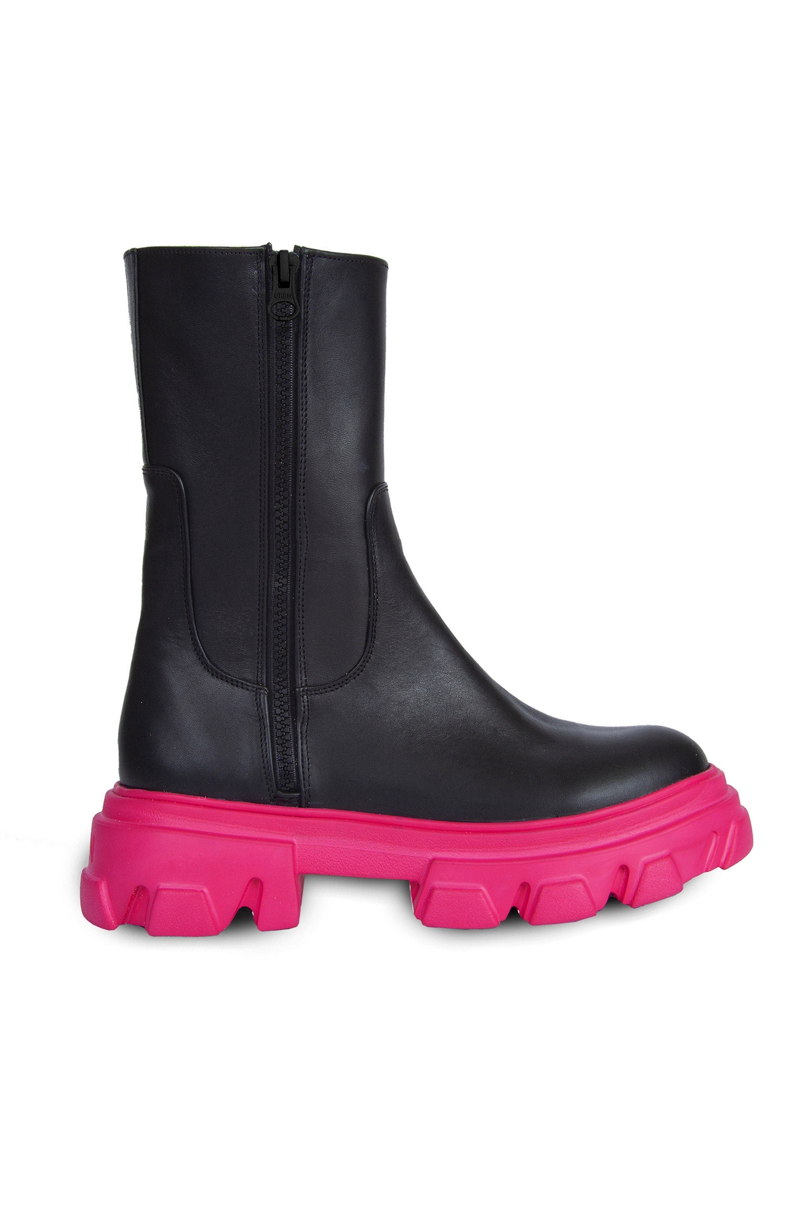 URBNKICKS Double Zipper Leather Boots Backstreet, Alternate, color, Black