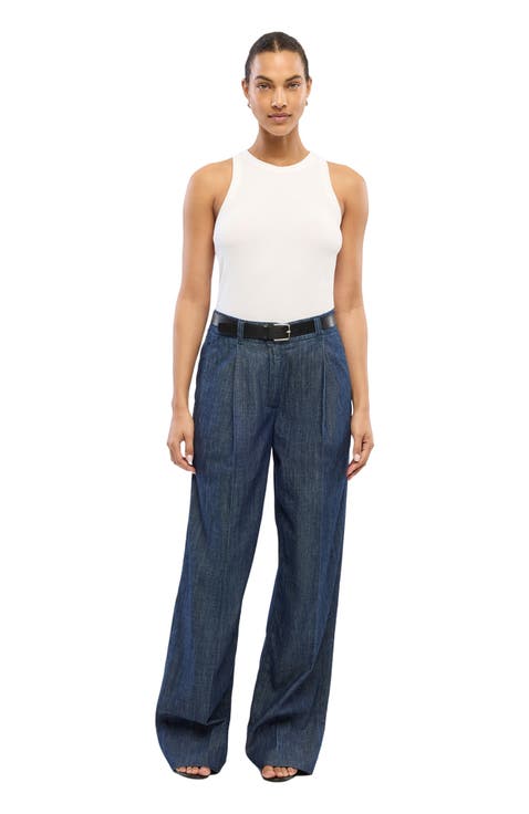 Chambray Relaxed Wide Leg Pant