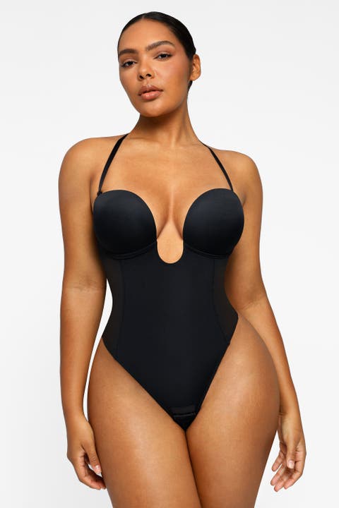AirSlim Deep Plunge Low-Back Thong Bodysuit