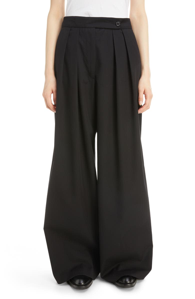 Dries Van Noten Podium Pleated Wide Leg Cotton Pants, Main, color,