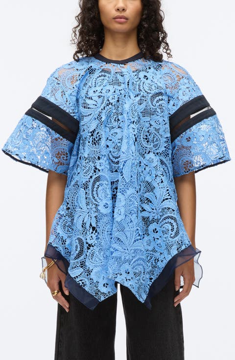 Corded Lace Short Sleeve Top