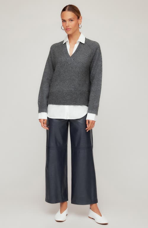 Fifteen Twenty Carrie Mixed Media Layered Sweater In Gray