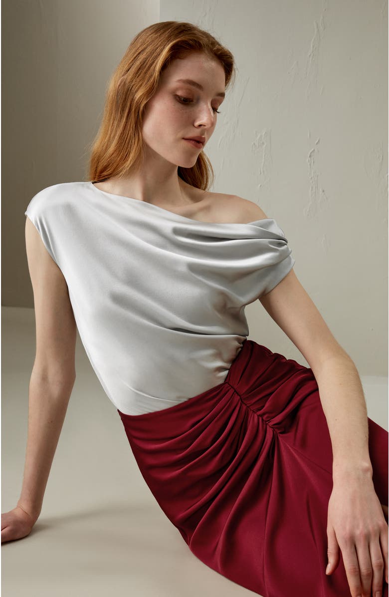 Lilysilk Boat Neck Silk Top, Alternate, color, Silvergray