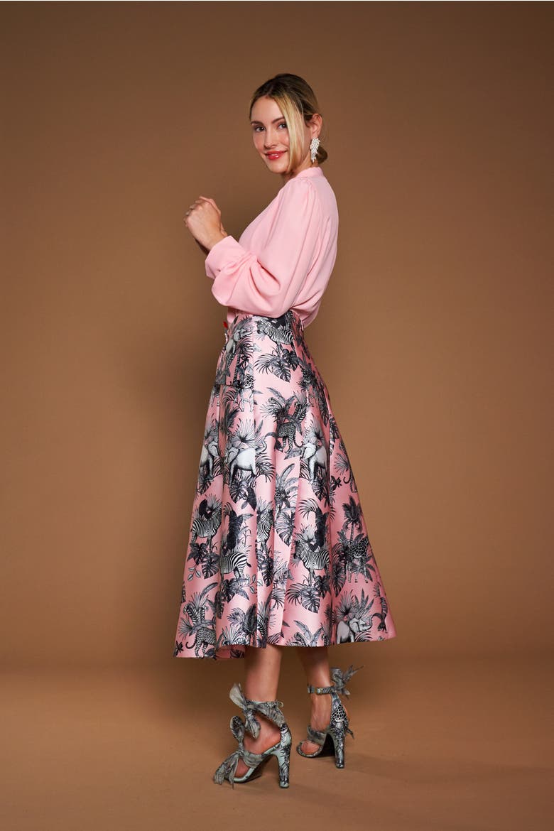 Printed Micado Skirt, Alternate, color, Powder Rose