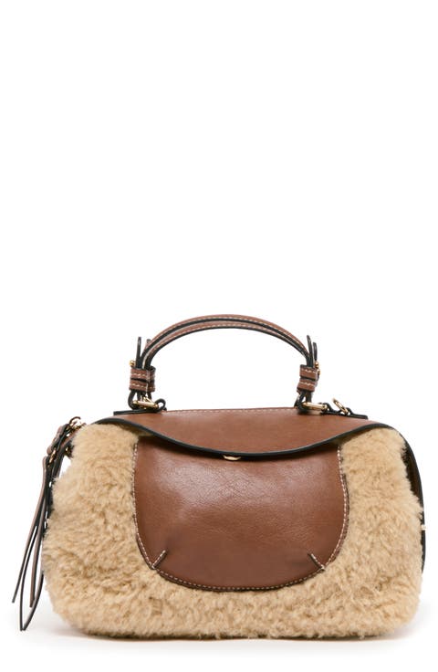 Mini Faux Shearling Top Handle Bag