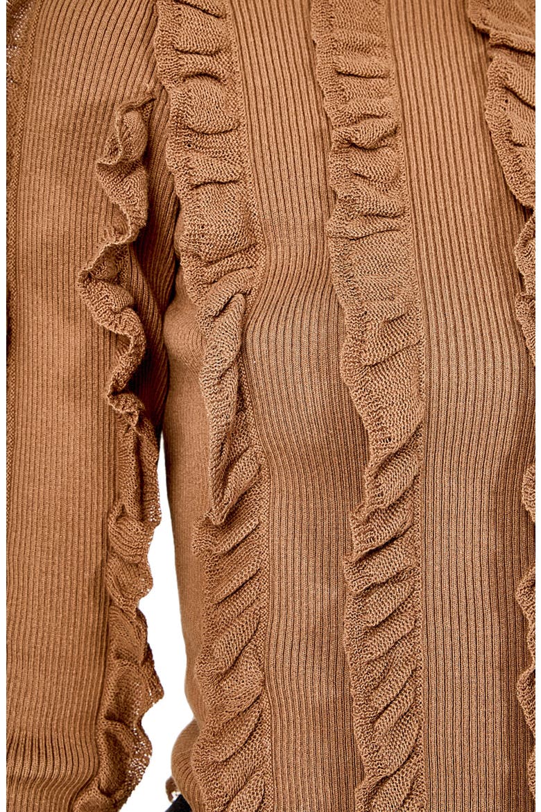 Ruffle Rib Knit Top, Alternate, color, MOCHA MOUSSE