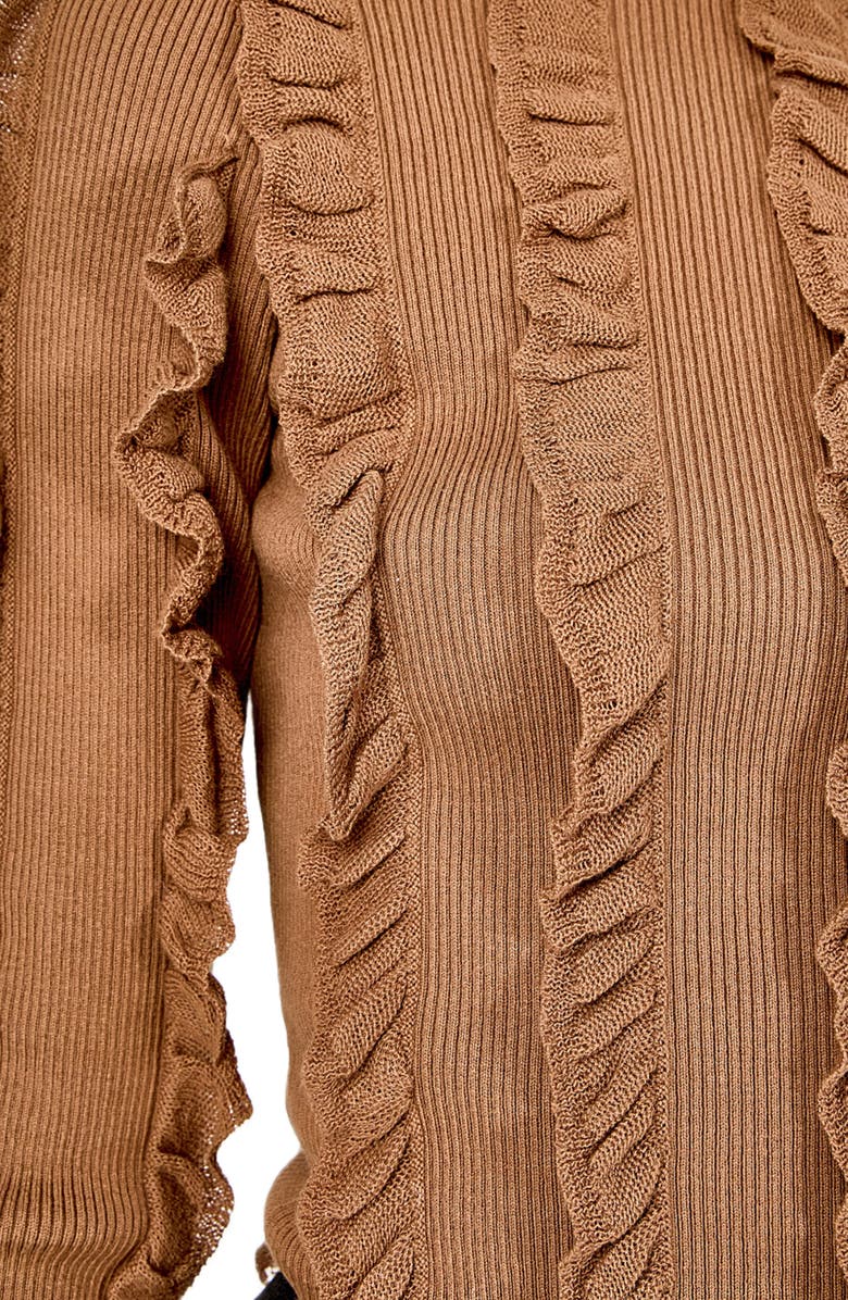 Endless Rose Ruffle Rib Knit Top, Alternate, color, Mocha Mousse