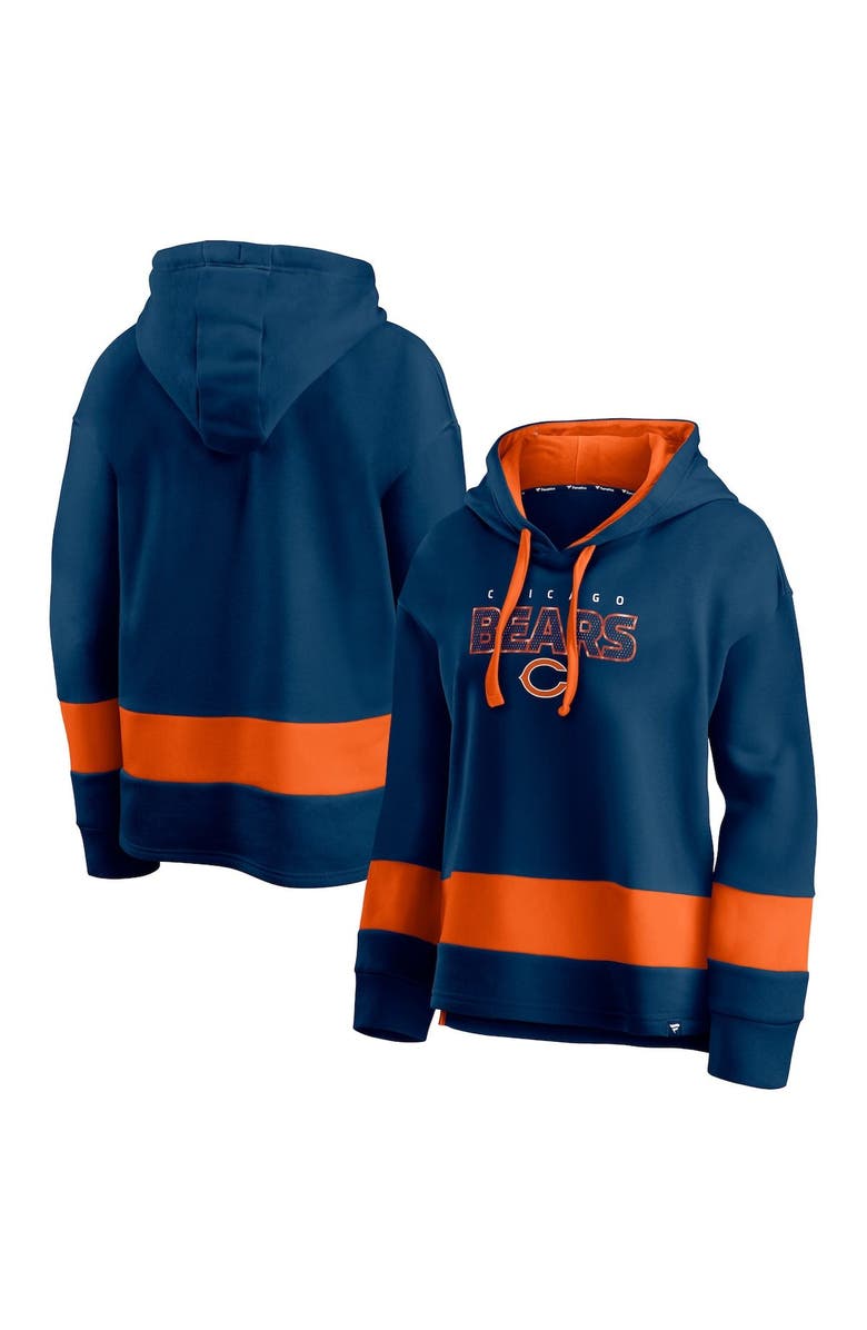 FANATICS Women's Fanatics Branded Navy/Orange Chicago Bears Colors of Pride Colorblock Pullover Hoodie, Main, color, 