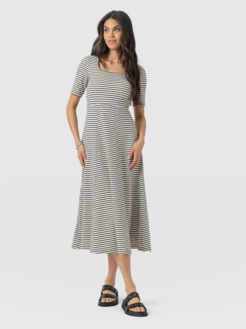 Saint + Sofia Darcey Short Sleeve Flared Dress In Gray