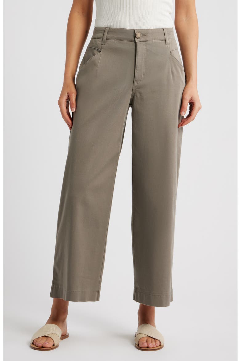 Wyatt Skyrise Crop Wide Leg Twill Pants, Main, color, BRINDLE OLIVE