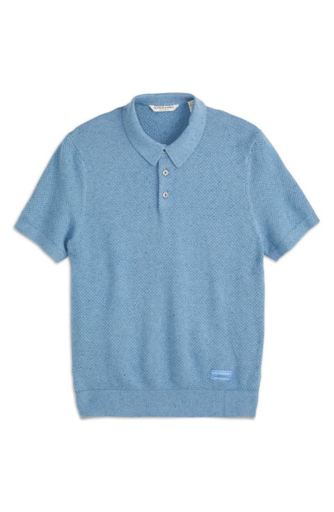 Textured Stitched Knit Polo