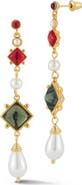 CHLOE AND MADISON Faux Pearl Vintage Drop Earrings