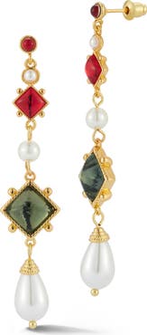 CHLOE AND MADISON Faux Pearl Vintage Drop Earrings