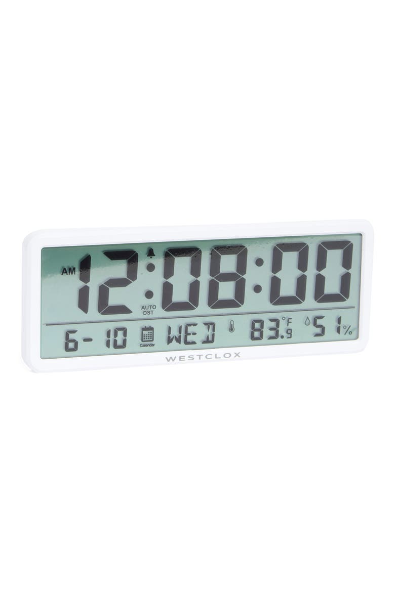 Wide Format LCD Digital Wall Clock, Main, color, SILVER