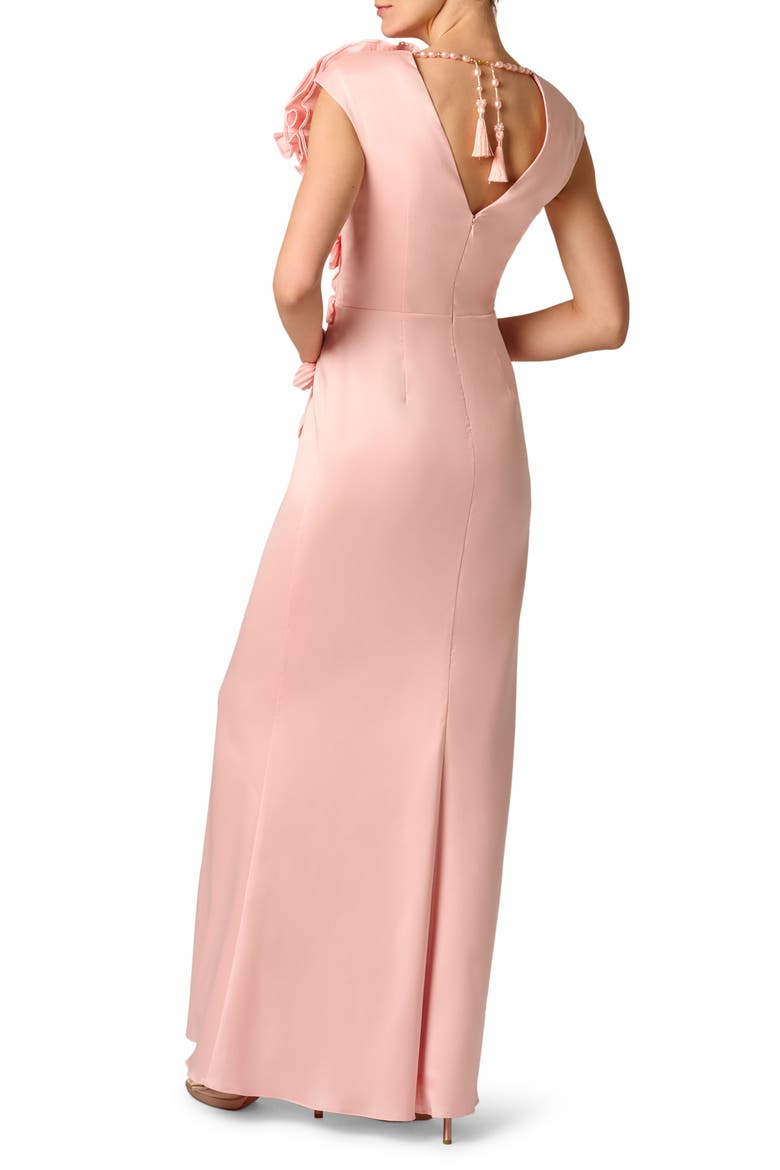 Stretch Mikado 3D Flower Gown, Alternate, color, PINK CLOUD