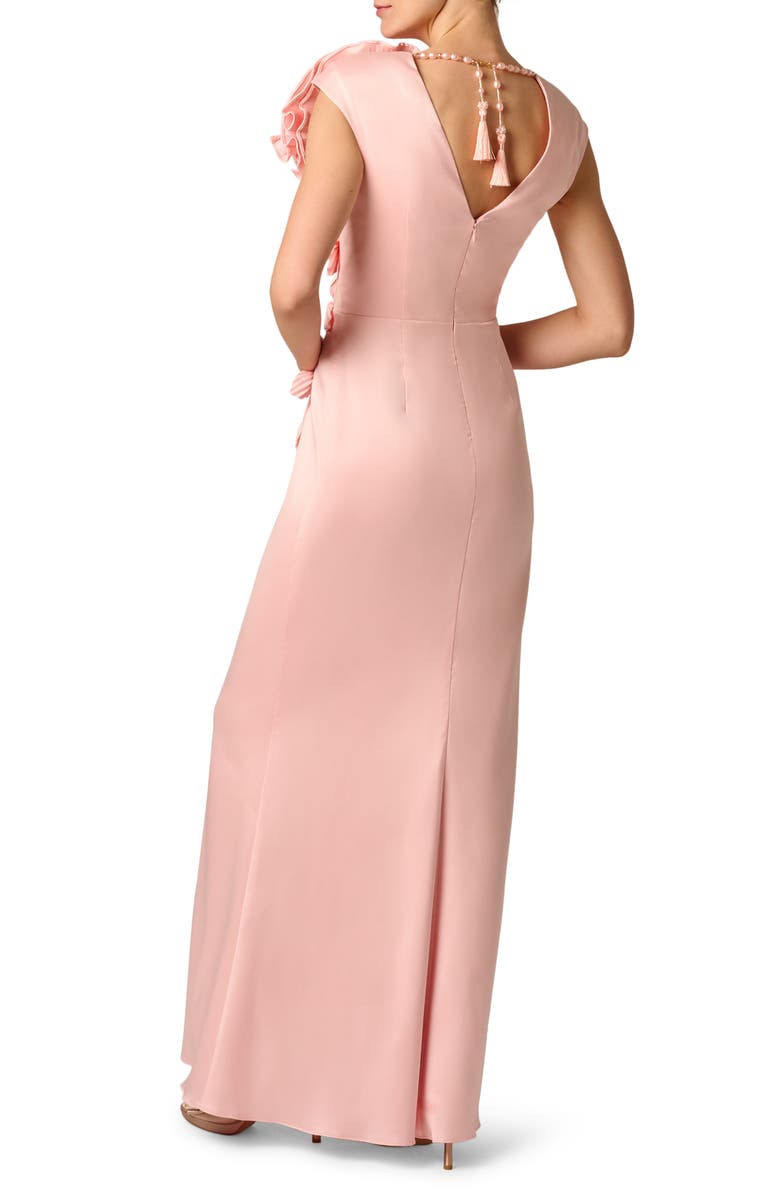 Aidan Mattox Stretch Mikado 3D Flower Gown, Alternate, color, 