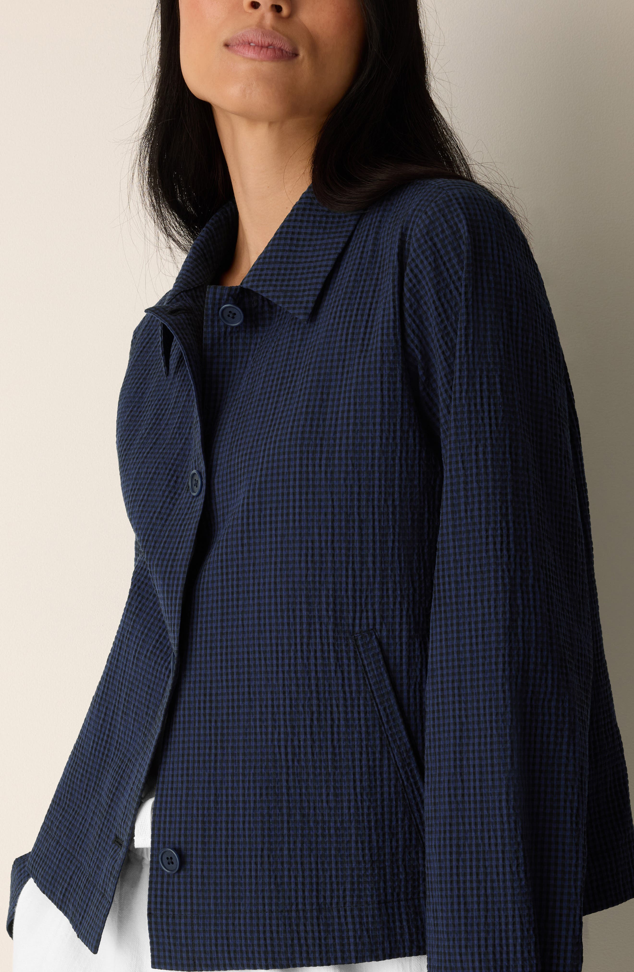 Женские Eileen Fisher Check Stretch Cotton Jacket — фото 3
