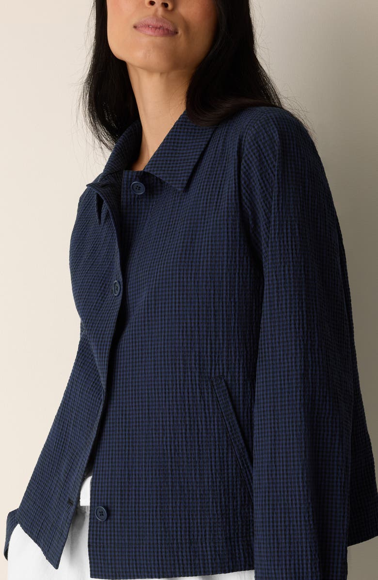 Eileen Fisher Check Stretch Cotton Jacket, Alternate, color, Deep Dive