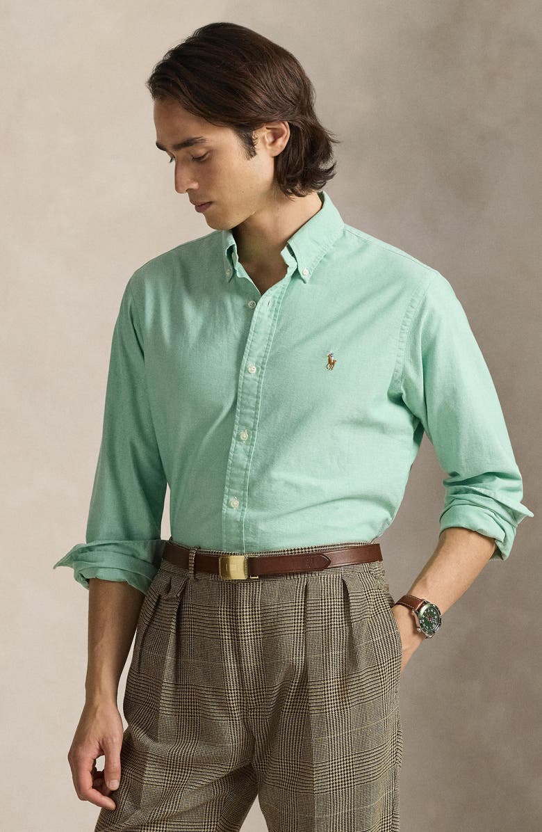 Polo Ralph Lauren Classic Fit Solid Green Button-Down Oxford Shirt, Alternate, color, Summer Emerald