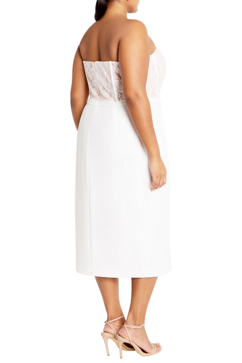 Perfect Date Mixed Media Strapless Dress, Alternate, color, IVORY
