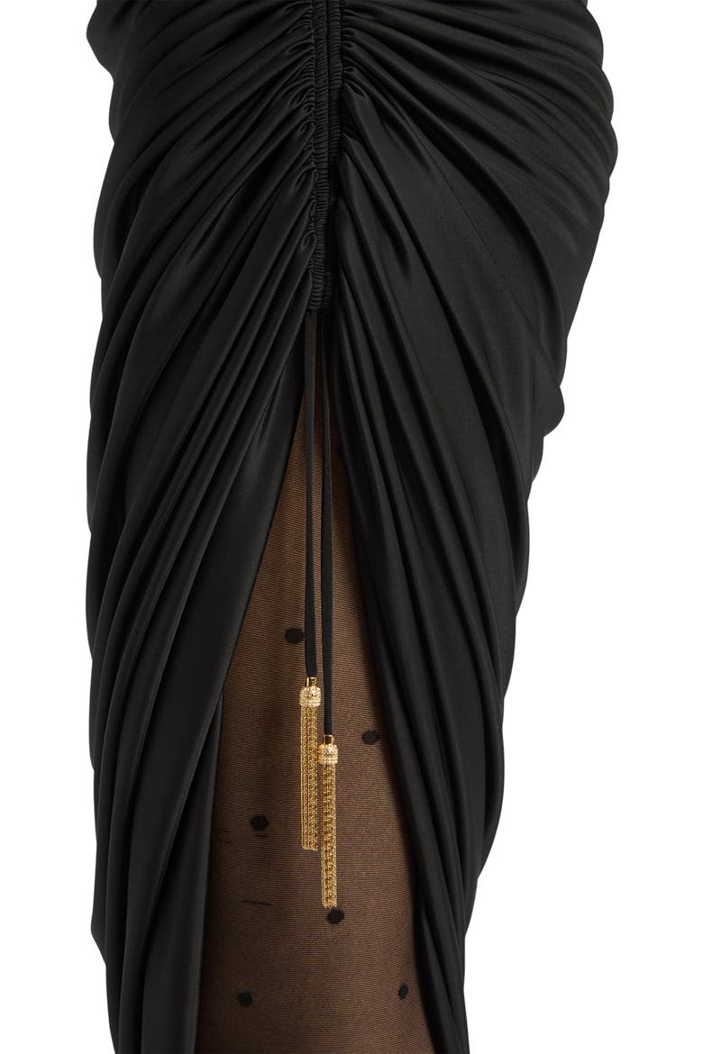 Flowing Jersey Midi Skirt with Slit, Alternate, color, black