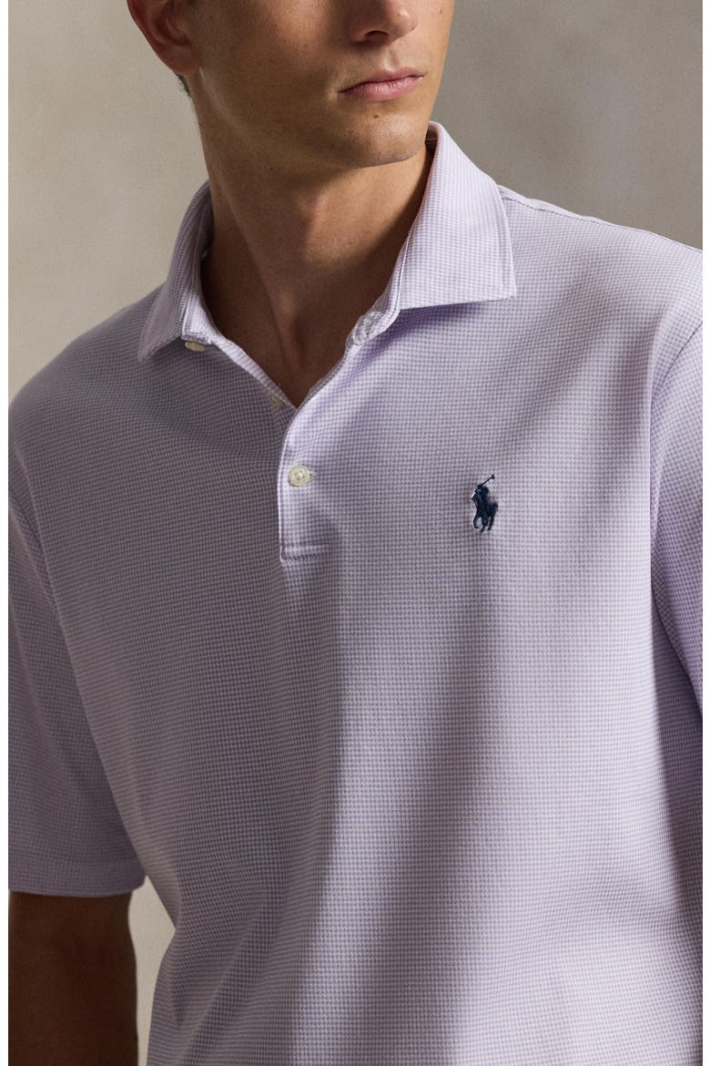 Classic Fit Houndstooth Cotton Polo, Alternate, color, HOUNDSTOOTH/ POWDER PURPLE