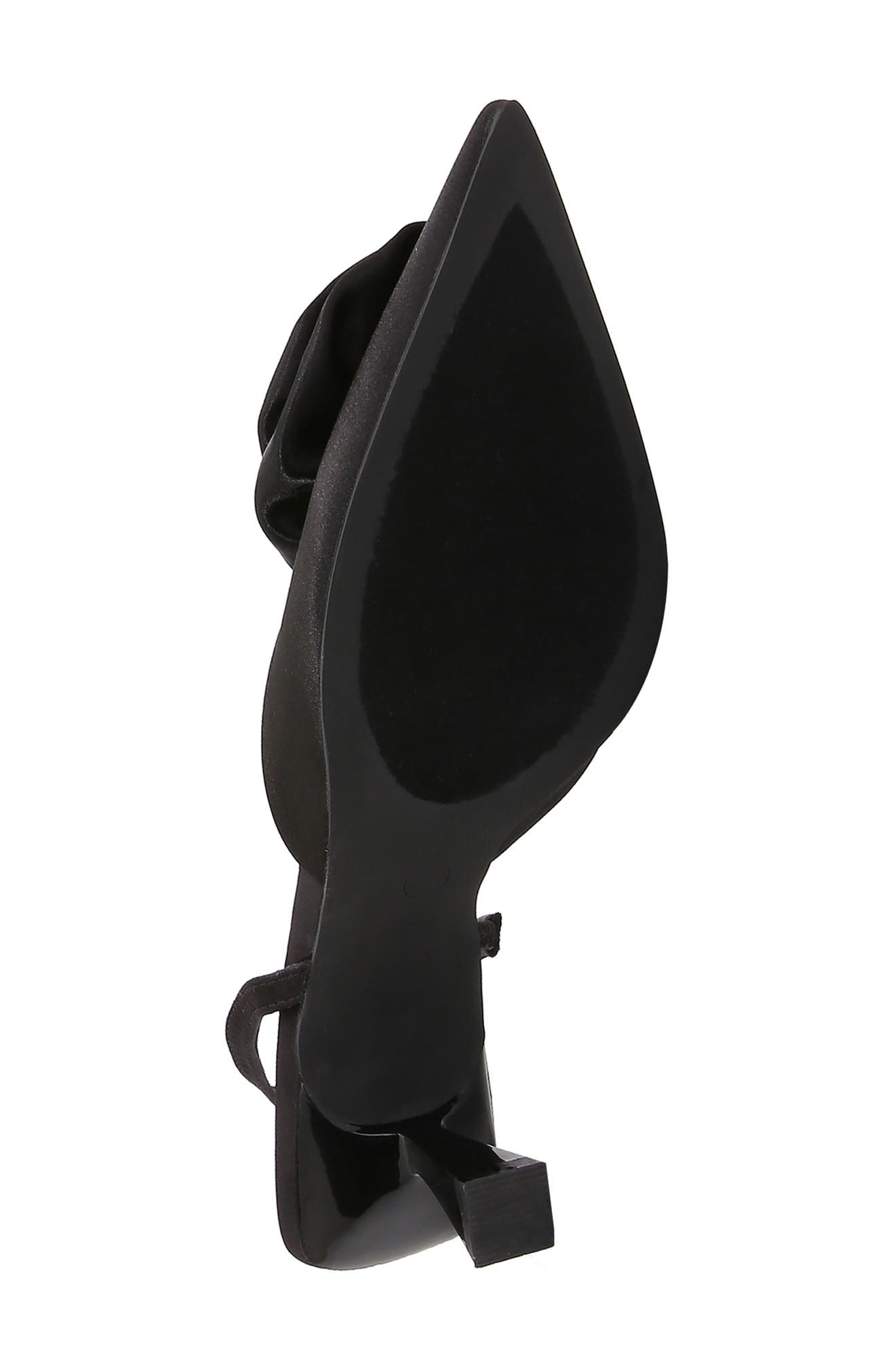 BERNESS Camellia Satin Rose Slingback Kitten Heel Pump, Alternate, color, Black