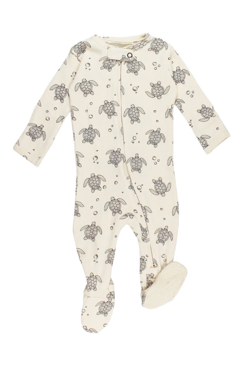 Organic Cotton 2-Way Zip Footie, Main, color, SEA TURTLES