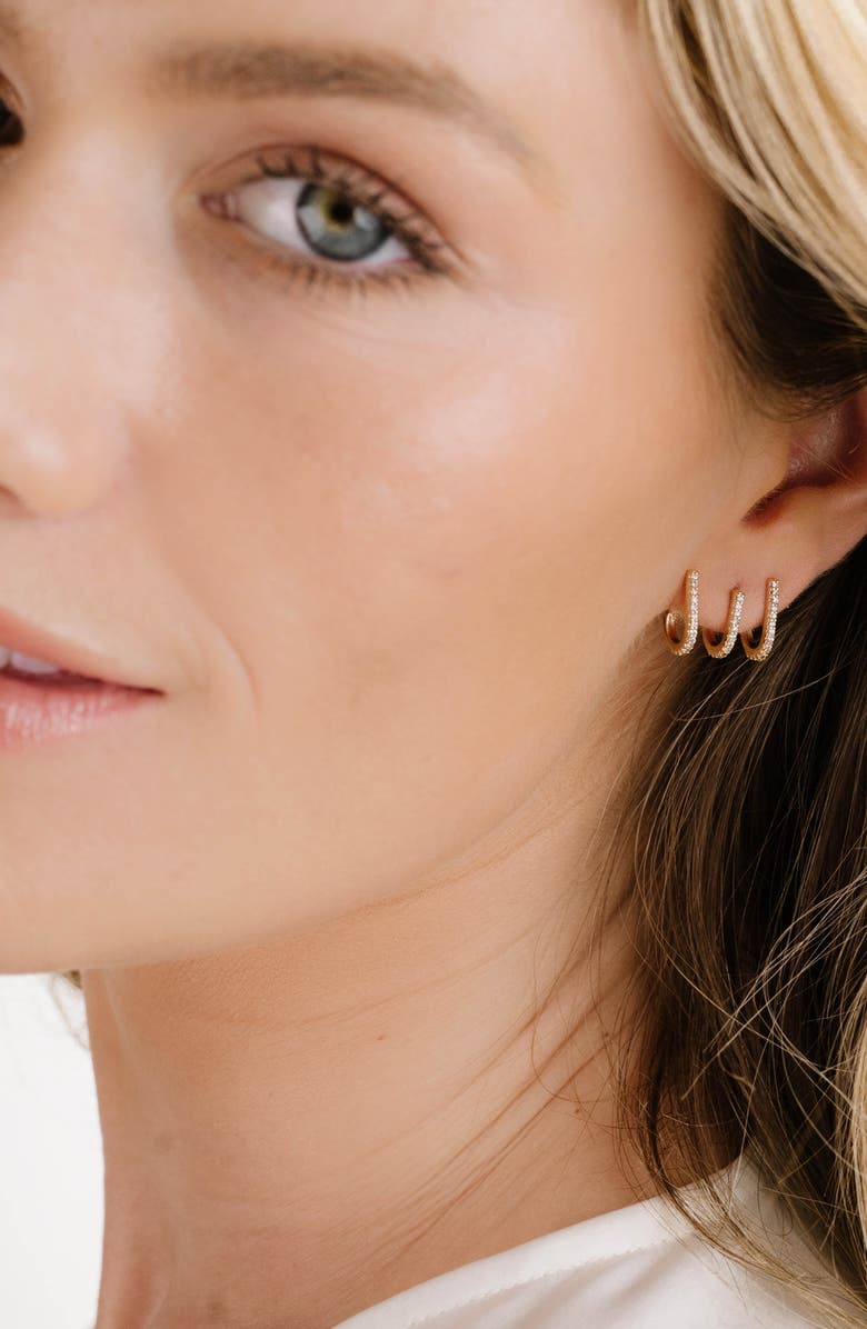 Ettika Crystal Ear Wrap Stud Earrings, Alternate, color, Gold