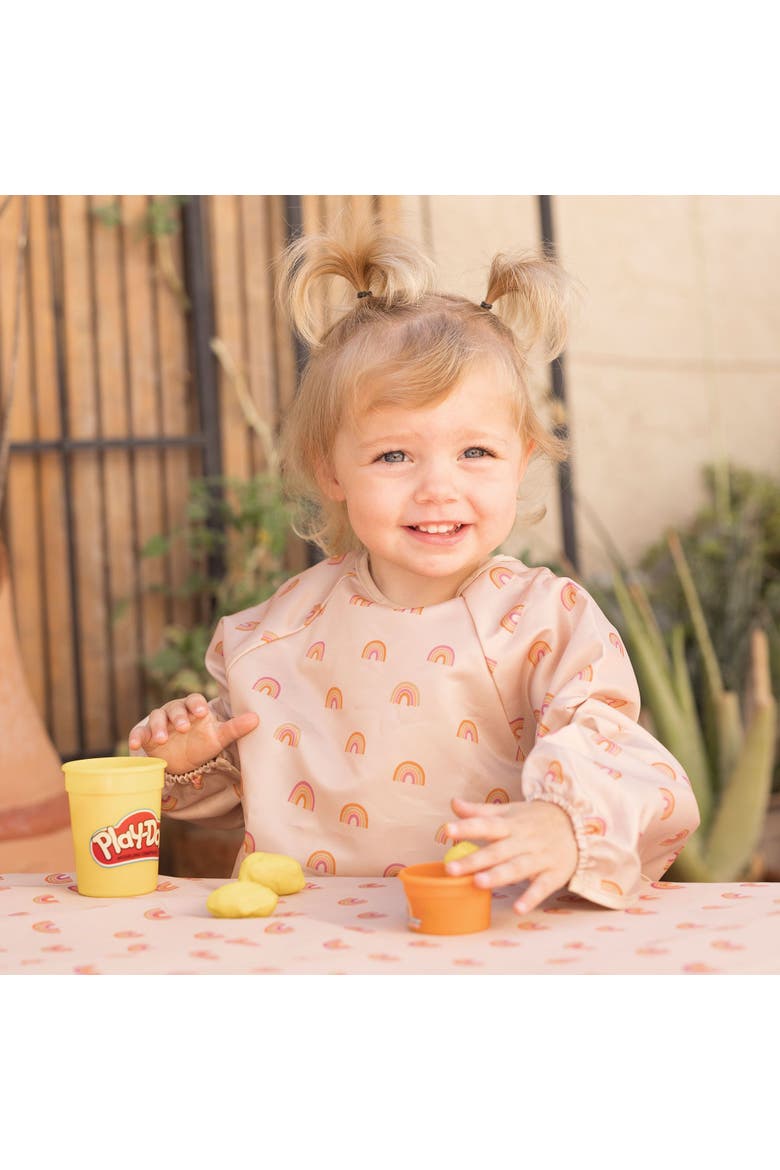Mess-Proof/Waterproof Long-Sleeve Baby Bib, Alternate, color, Boho Rainbow
