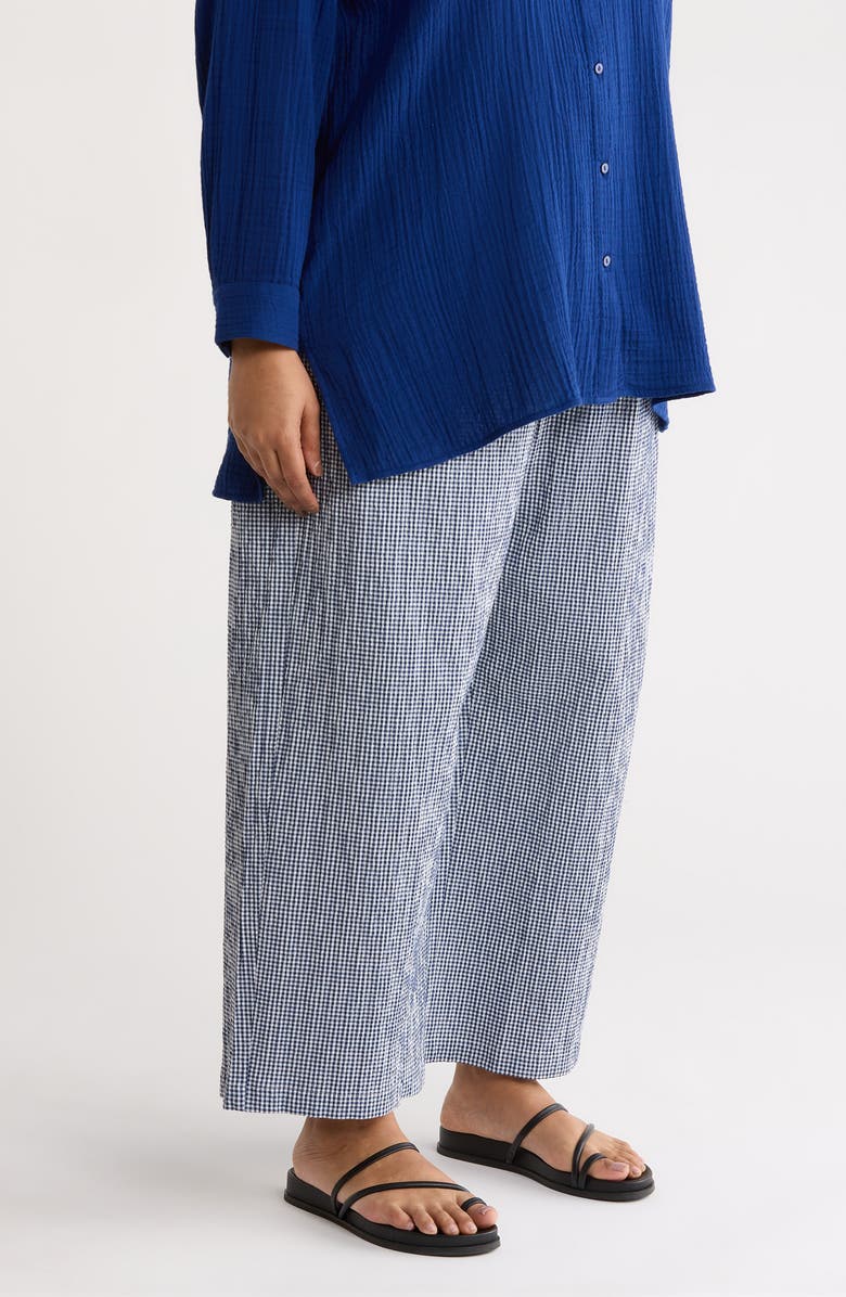 Eileen Fisher Stretch Organic Cotton Ankle Wide Leg Pants, Alternate, color, Light Dive