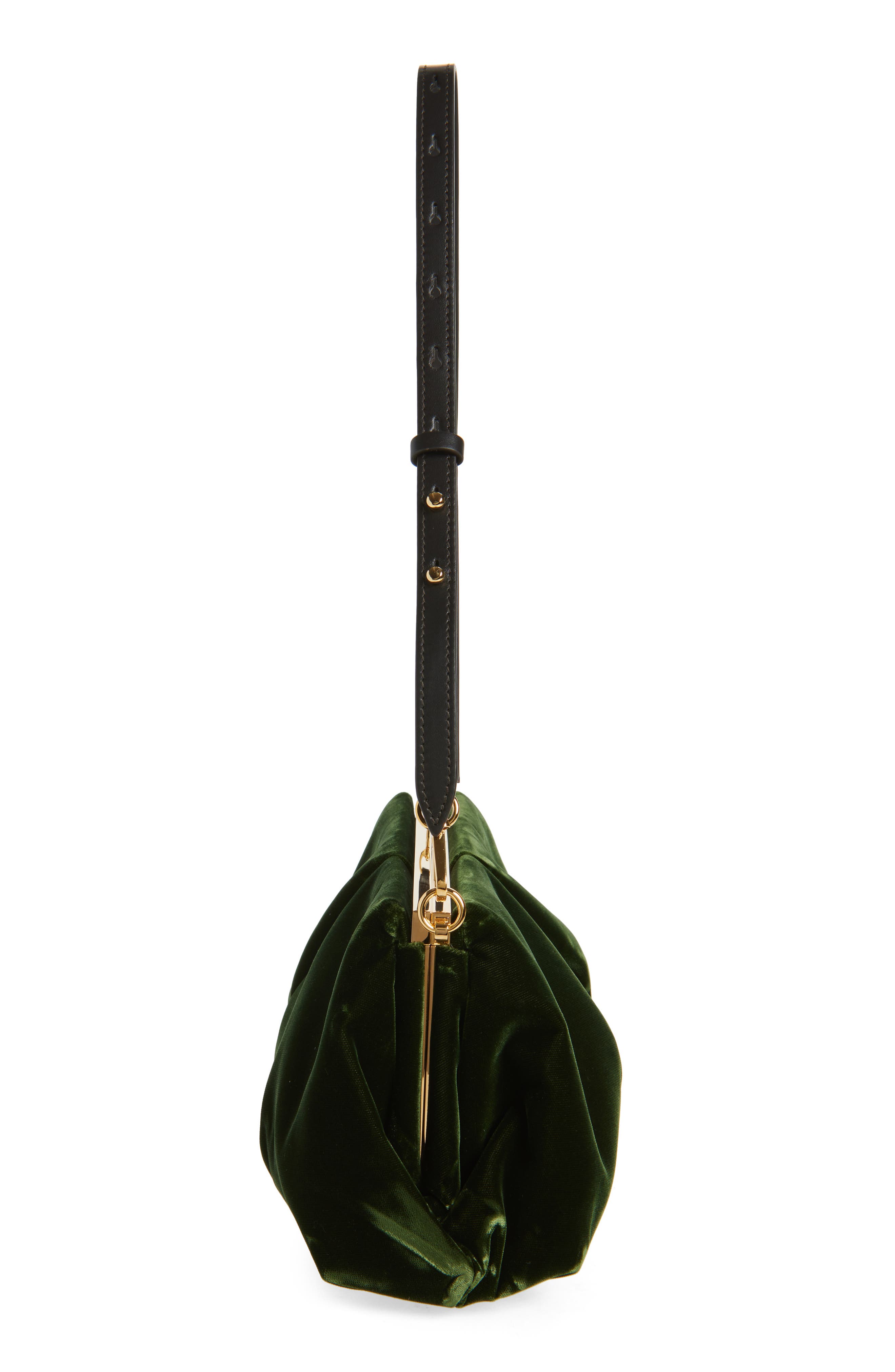Dries Van Noten Velvet Envelope Clutch, Alternate, color, Olive
