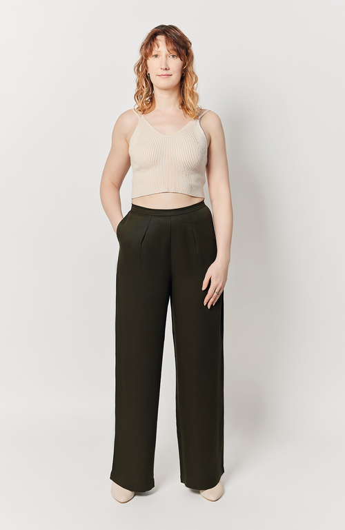 Aam The Label The Wide Leg Pant For Full Hips And Thighs In Deep Olive