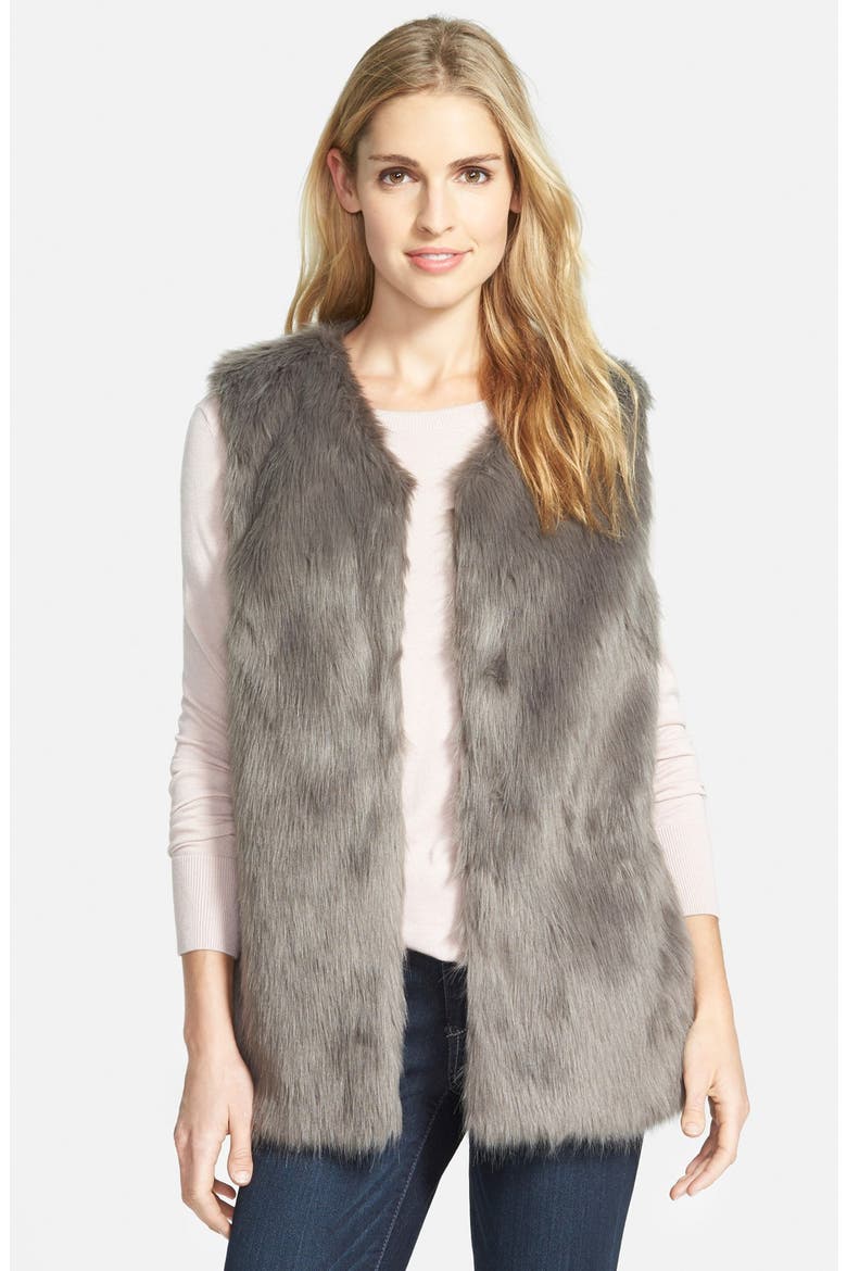 Faux Fur Vest, Main, color, GREY