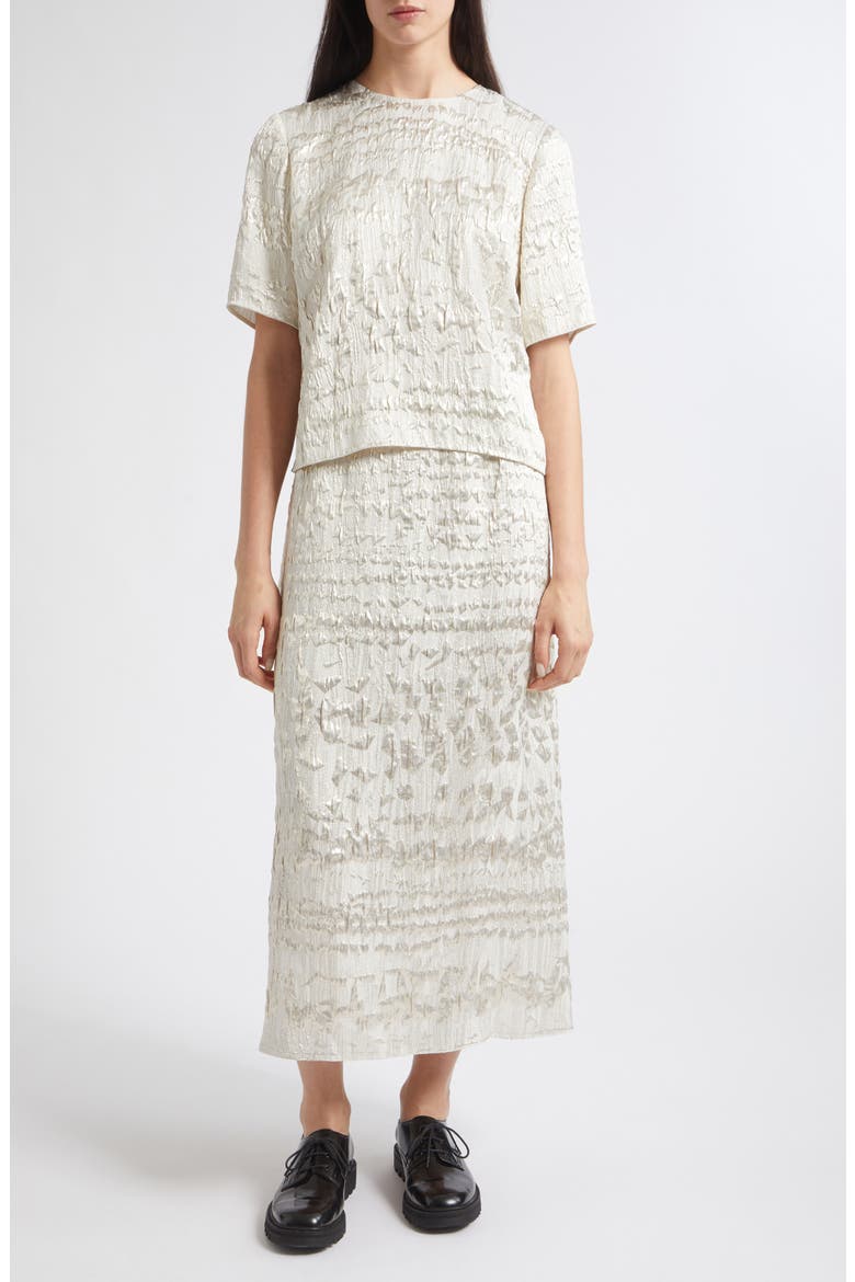 Alina Textured Silk Blend Skirt, Alternate, color, SILVER