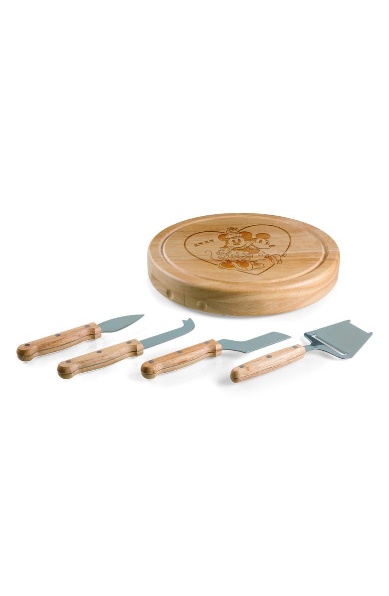 Picnic Time x Disney<sup>®</sup> Mickey & Minnie Mouse Swivel Cheese Board & Tools Set, Alternate, color,
