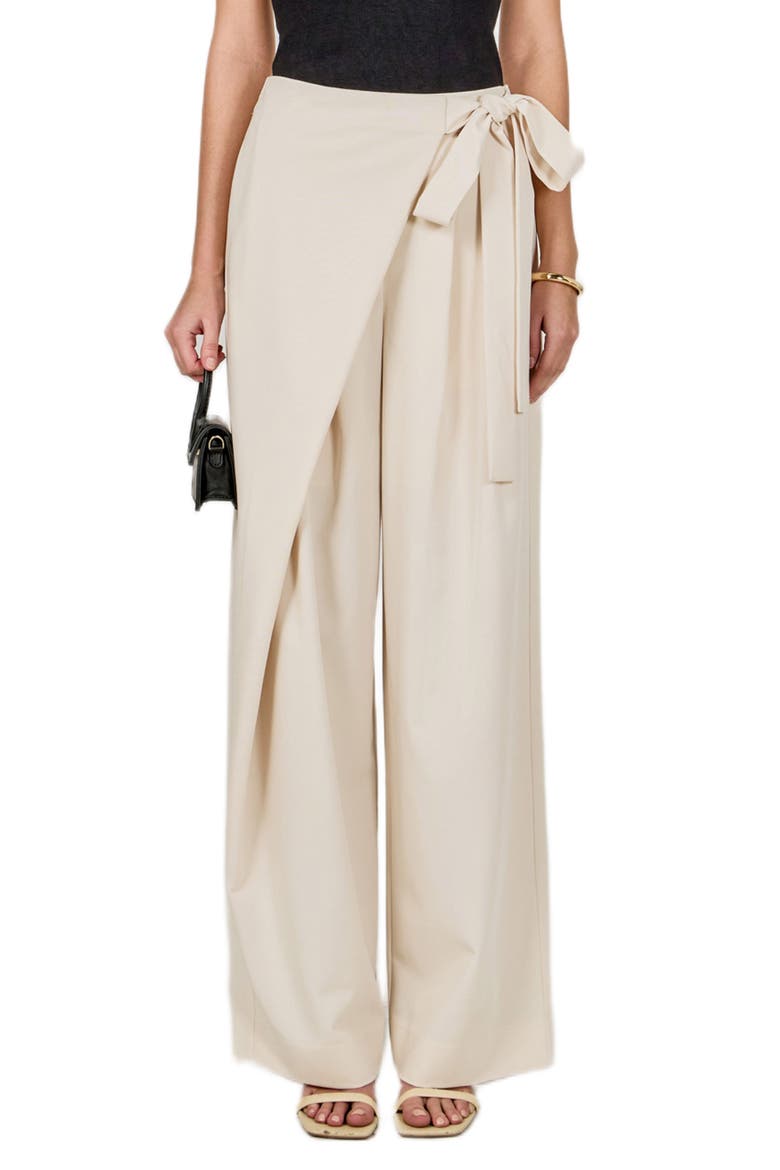 Faux Wrap Wide Leg Pants, Main, color, IVORY