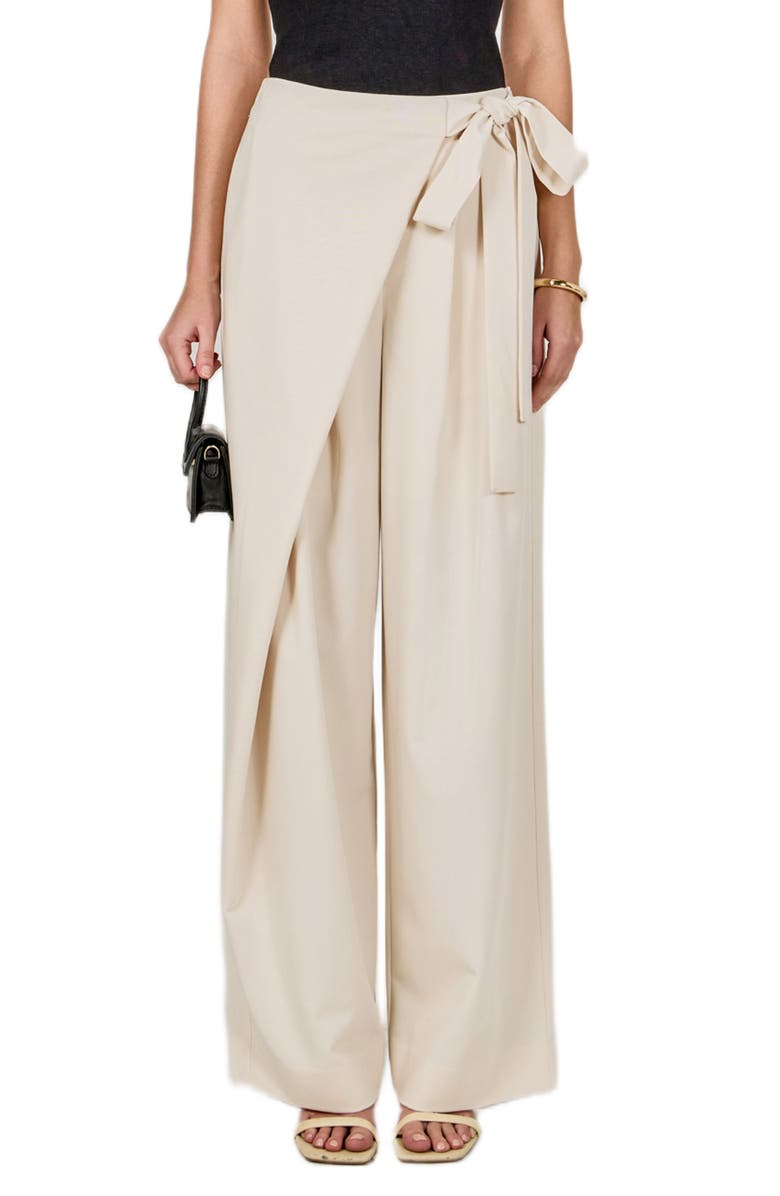 Endless Rose Faux Wrap Wide Leg Pants, Main, color, Ivory