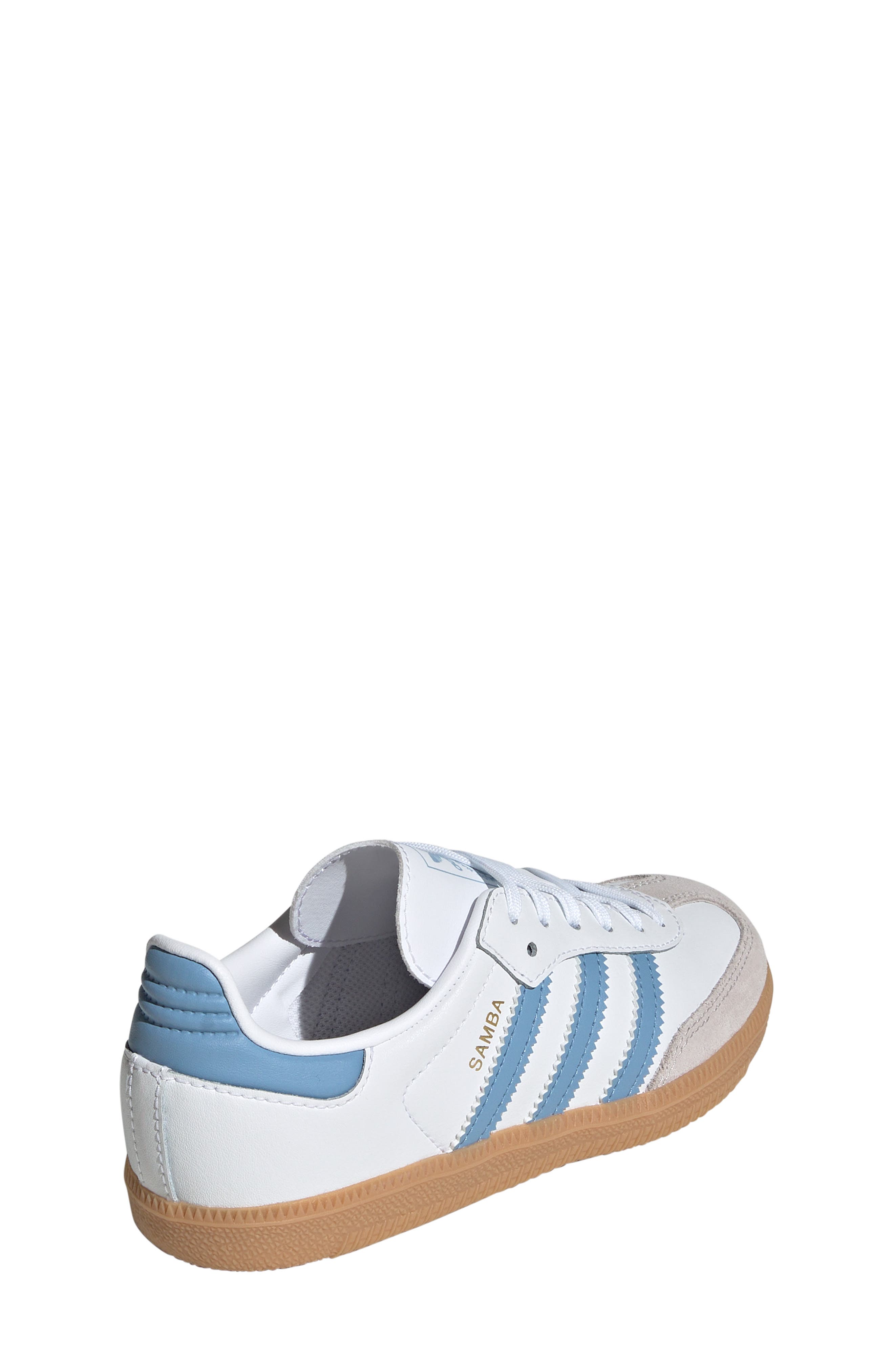 adidas Kids' Samba Sneaker, Alternate, color, White/ Ash Blue/ Gum