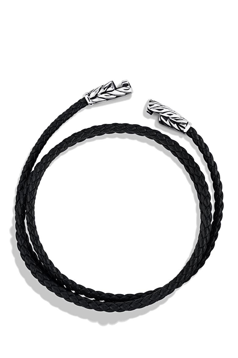 Men's Chevron Triple Wrap Bracelet, Alternate, color, BLACK LEATHER