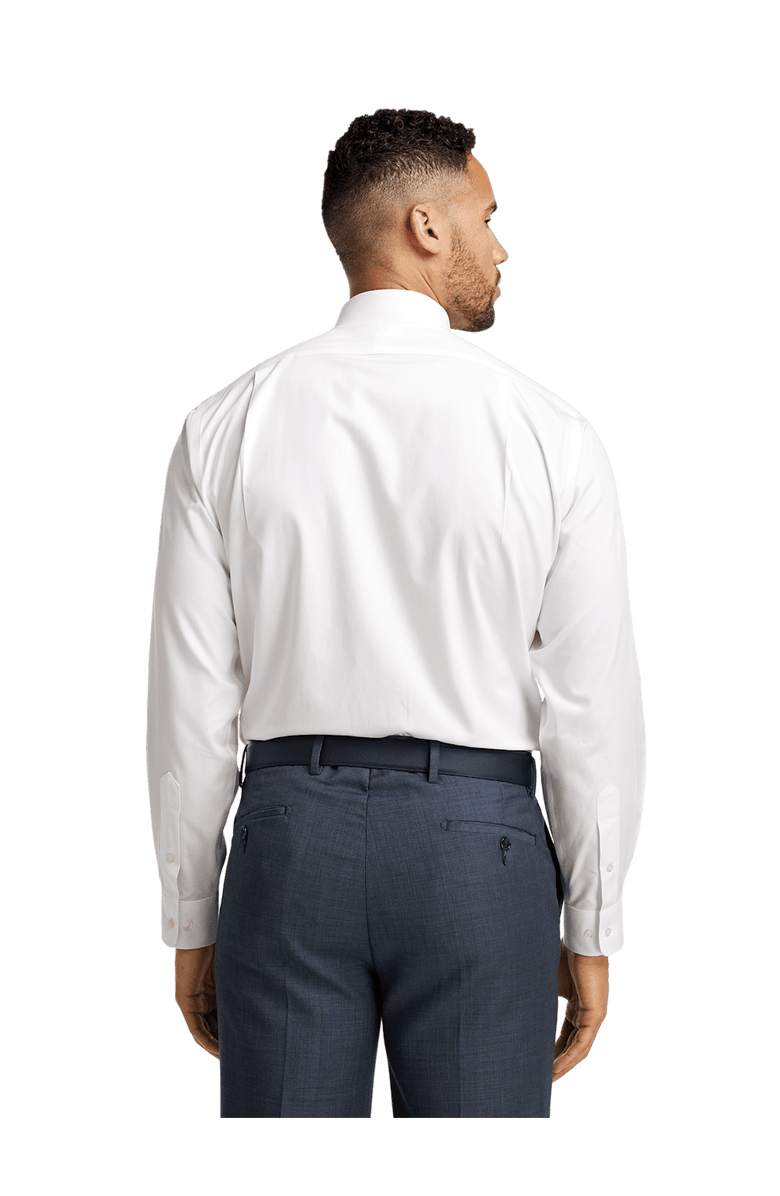 Paul Fredrick Non-iron Cotton Pinpoint Solid Snap Tab Collar Dress Shirt, Alternate, color, White