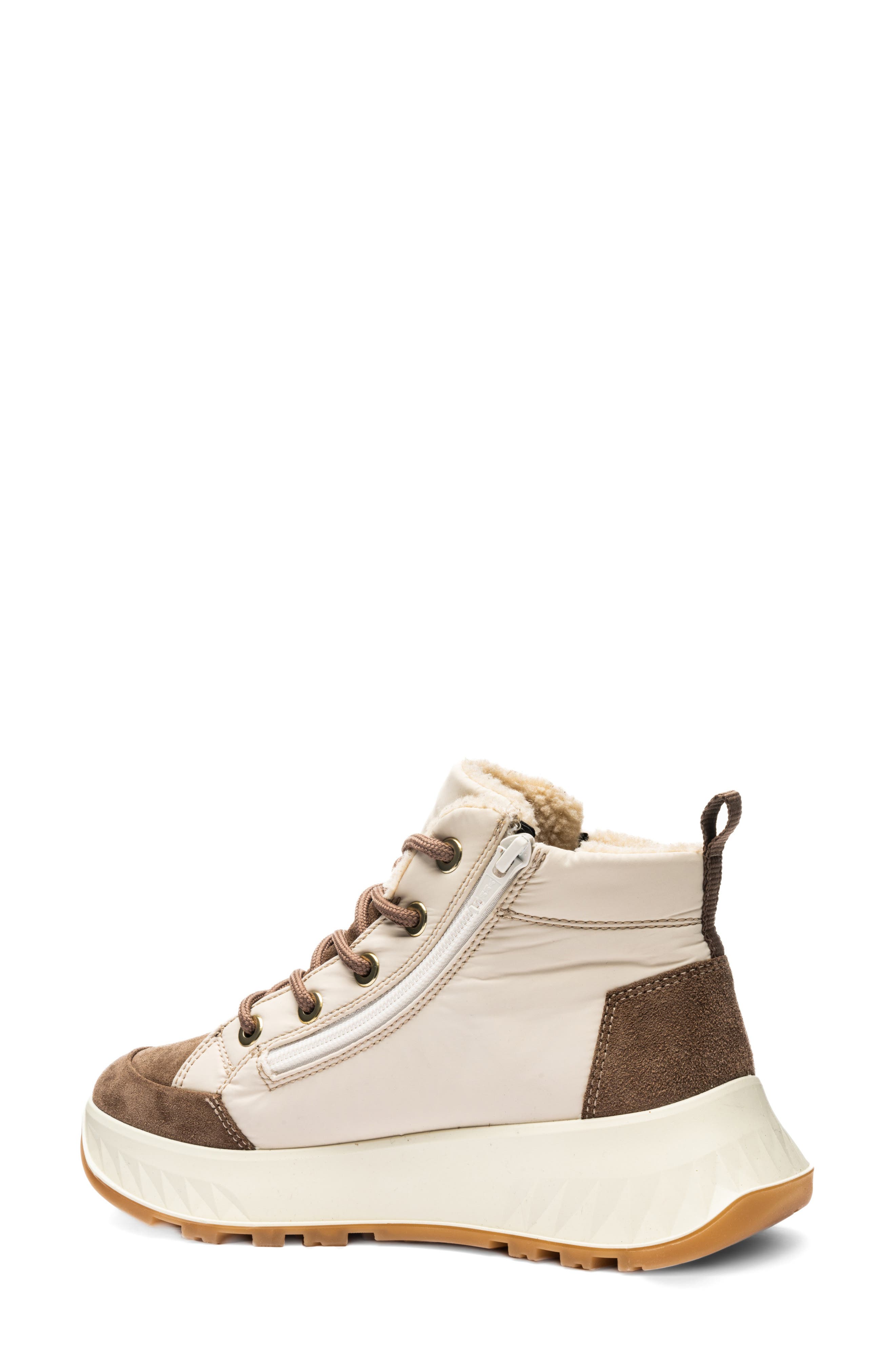 Shale Faux Shearling Lined High Top Sneaker, Alternate, color, SESAME