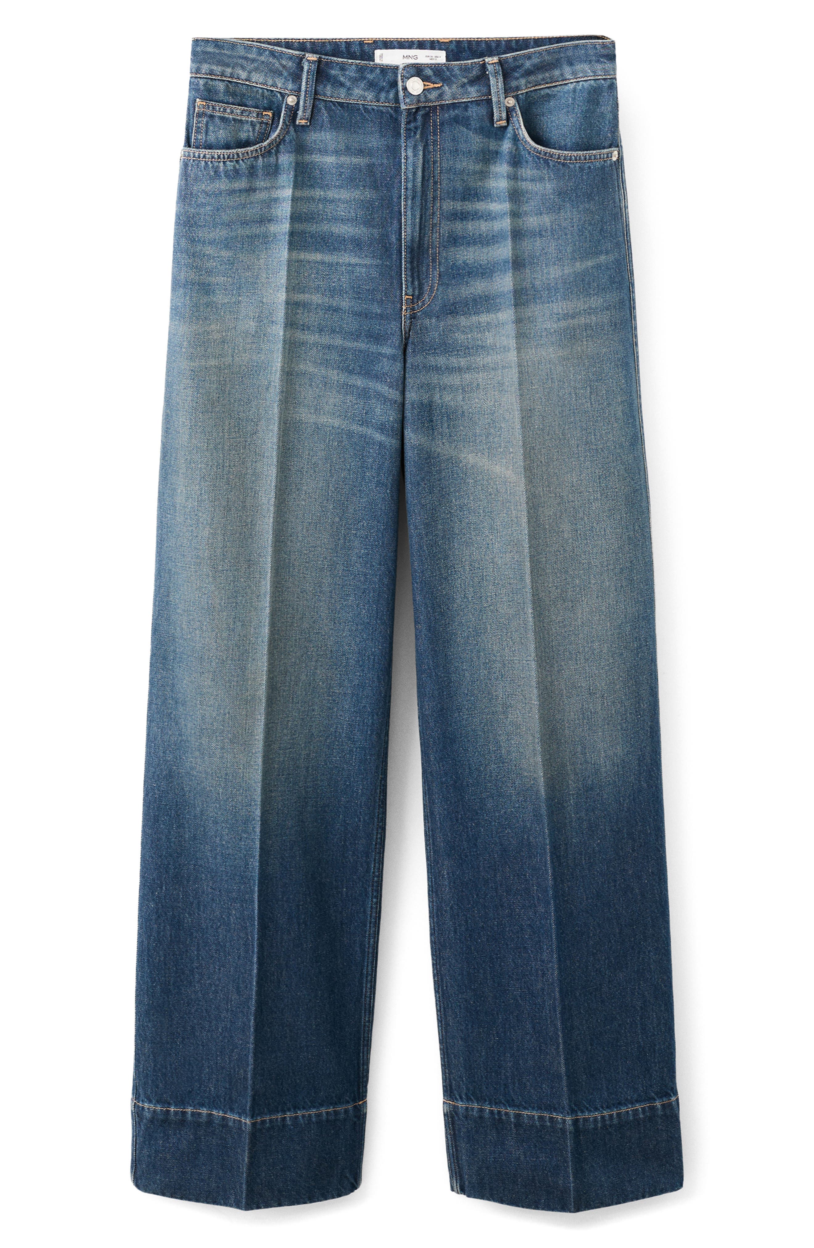 MANGO x Kaia Gerber Creased Straight Leg Jeans