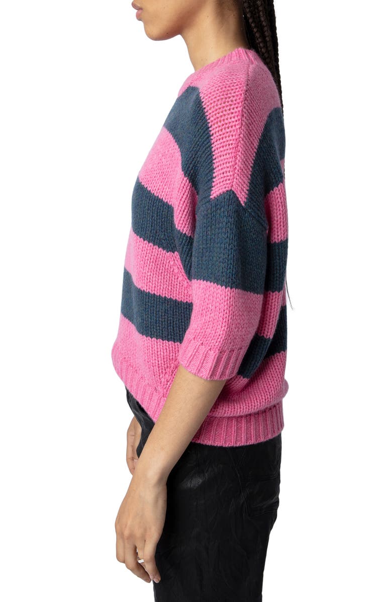 Zadig & Voltaire Bully Stripe Cashmere Crewneck Sweater, Alternate, color,
