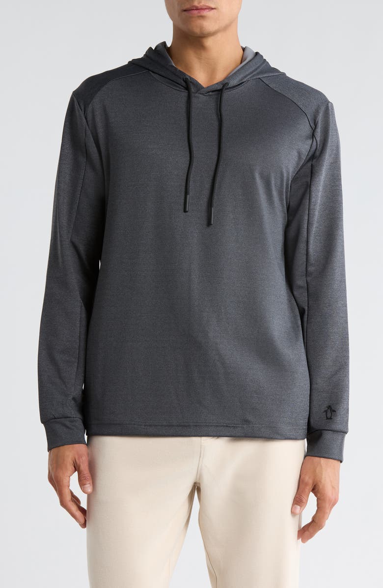 ORIGINAL PENGUIN SPORT Midweight Hoodie, Main, color, Dark Caviar Heather