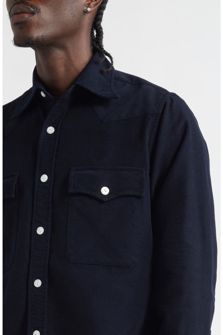 Cotton Moleskin Western Shirt, Alternate, color, NAVY