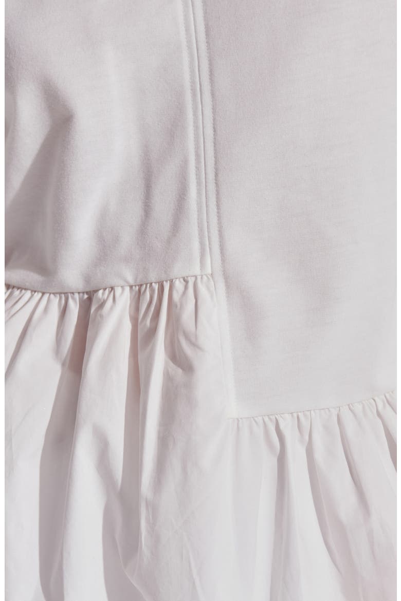 Flutter Sleeve Mixed Media Peplum Top, Alternate, color, WHITE