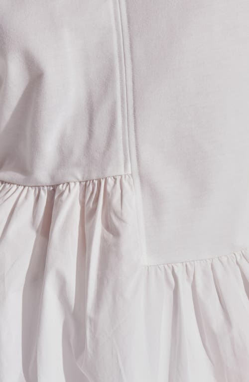 English Factory Flutter Sleeve Mixed Media Peplum Top In White