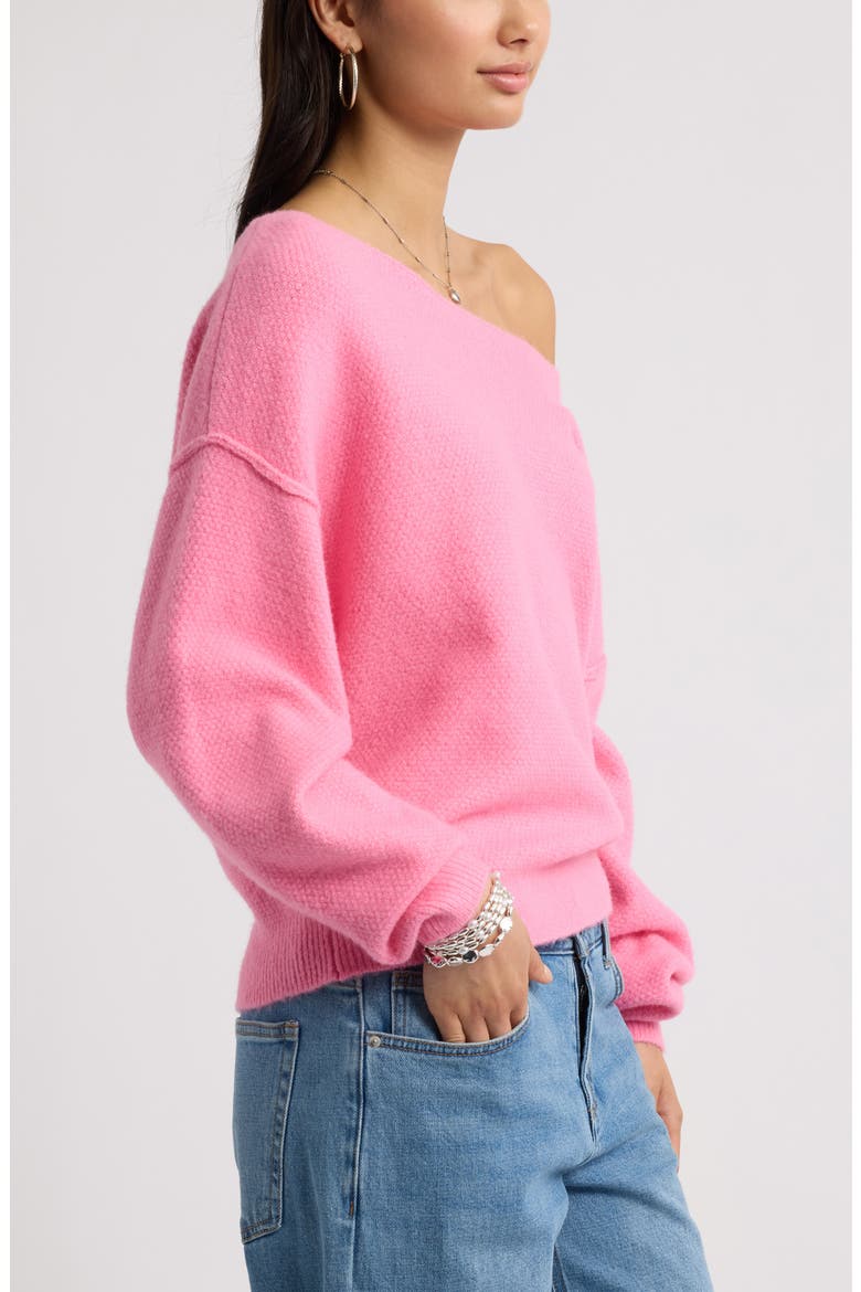 Off the Shoulder Sweater, Alternate, color, PINK AURORA